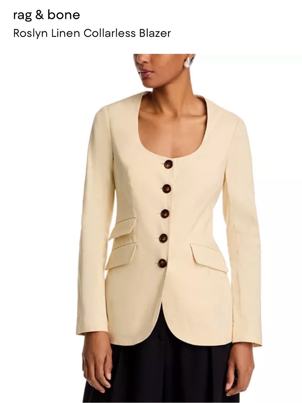 NWT Rag & Bone Roslyn Collarless Linen-Blend Blazer size 2